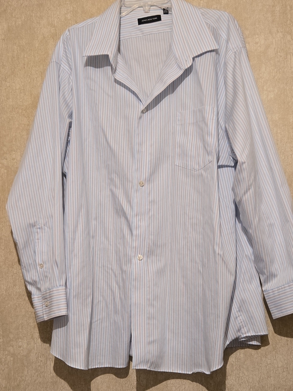 Jones New York Light Blue and White Striped Dress Shirt